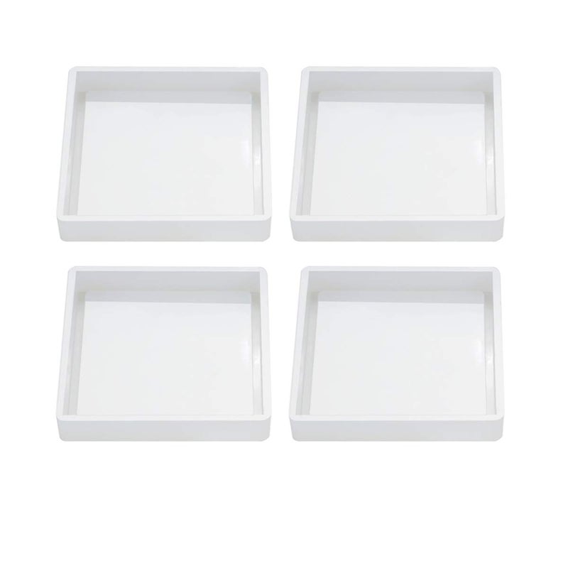 LGEGE 4 Pcs Silicone Coaster Molds, Square Epoxy Casting Molds for Casting with Resin, Concrete, Cement and Polymer Clay, DIY Home Decoration(Square) - Image 1